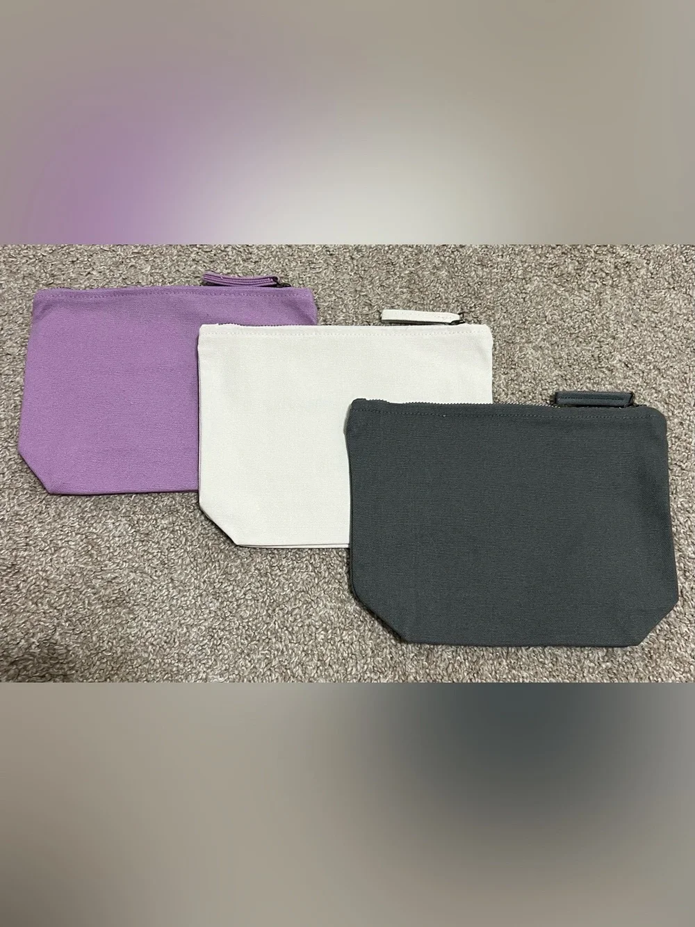 Pact 100% Organic Cotton Multi Use Trio Bag Set in Black, Cream & Purple NEW!
